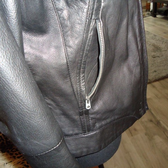 All Saints Mens Kallow Biker Leather Jacket Size XL NWOT - Picture 3 of 7
